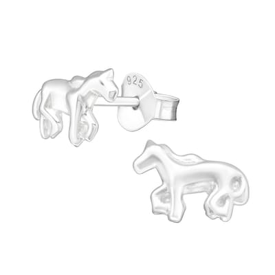 Princess Oorbellen Horse - 925 Zilver E-Coating - Paard - 6x9mm