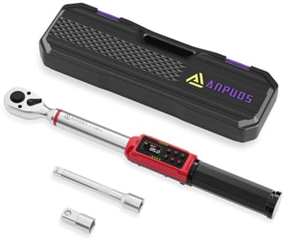 Digitale momentsleutel 3/8 inch - Nauwkeurigheid ± 1% - Momentsleutelset met adapter 3/8-1/2 inch en verlengstang 125 mm