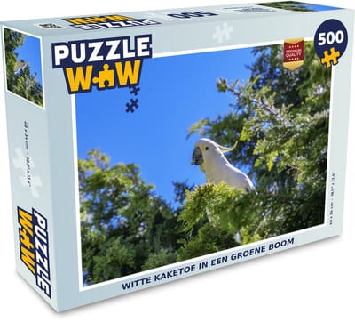 Puzzel Witte kaketoe in een groene boom - Legpuzzel - Puzzel 500 stukjes