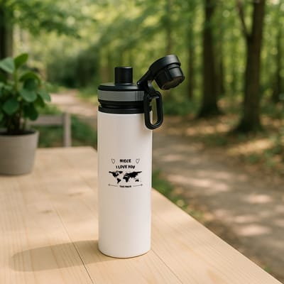 Hacebo® - Niece I love you this much waterfles met draaidop grijs - Nicht - geweldige nicht - liefste nicht - verjaardag - cadeau - kado - bedankje - geschenk - water fles - 850ML