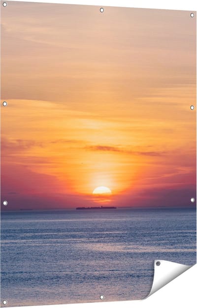 Gards Tuinposter Zonsondergang in de Noordzee - 90x120 cm - Tuindoek - Tuindecoratie - Wanddecoratie buiten - Tuinschilderij