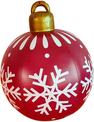 YAGXIG Kerstversiering - Opblaasbare kerstbal - 60,96 cm - Reuze opblaasbare kerstbal - Rode kerstbal - Buitendecoratie - Raamdecoratie - Binnendecoratie - Terrasdecoratie - 1 stuk