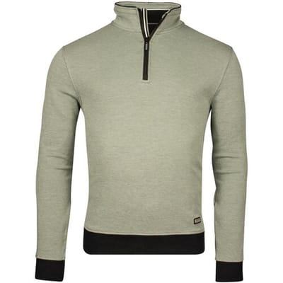 Baileys Trui Sweatshirt Half Zip 2-Tone Oxford Doubleface Jacquard Interlock Olijf Groen / male