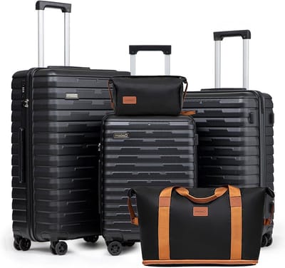 Reisbagage Set - Koffers Met Wielen - Veilig Op Reis - TSA Goedgekeurd Slot - 5 Delig - Zwart