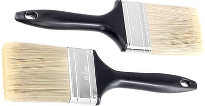 Dailygoods- Schilderskwasten Set - 12 Stuks 75 mm - Lazuurskwast - Platte Kwast - Kunstzijde Borstelharen - Zwart/Zilver Design - Penseel