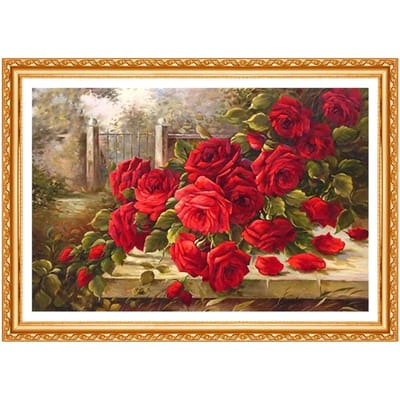 Diamant schilderij Kruissteek Rode roos Volledige diamant borduurwerk Tuin kristal Diamant bloemen Icoon 20X30CM beige