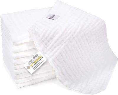 Burp cloths 10-pack - 35x50cm hydrophilic cloths - double woven 100% cotton - White hydrofiele washandjes