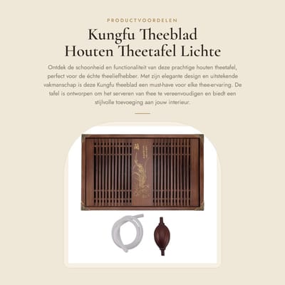 Dailygoods- Theetafel Houten - Theeblad - Uitstekend Vakmanschap - Koperhoekstukken - 28x43 cm - Duurzaam Materiaal