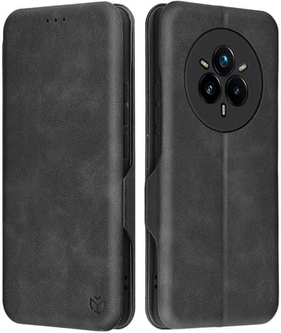 Hoesje geschikt voor Realme 14 Pro Plus - Techsuit Safe+ Book Wallet Case - Zwart
