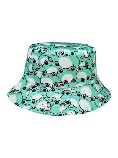 Chapeau seau grenouille cartoon ludique, Chapeau de soleil de plage, Réversible et pliable, Chapeau seau tendance adapté à toutes les saisons (Mint,One Size) menthe