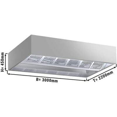 GGM Gastro Induktions-Deckenhaube - 3000mm - ohne Motor - mit Filter