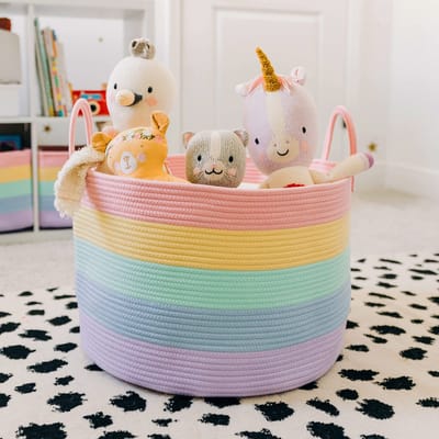 Unyqoos® Veelzijdige Regenboog Opslagmand voor Kinderspeelgoed en Wasgoed - 50 x 33 cm