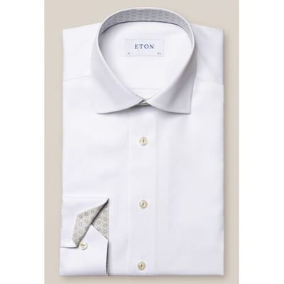 Eton Overhemd Uni Signature Twill Subtle Contrast Wit / male