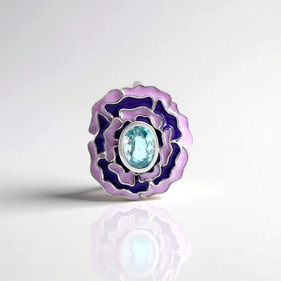 Cavill - Zilveren Hanger - 925 Sterling Zilver Geplatineerd - Ovale Ratanakiri Zirkoon 1,047 Ct - Bloemvormige Bezel - Elegant Lavendel Sieraad