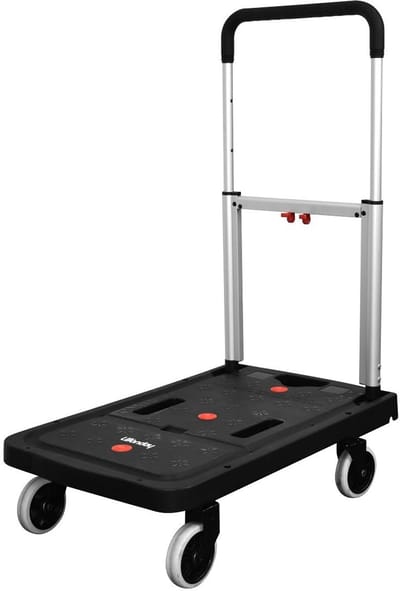 Opvouwbare transportwagen met kunststof platform en metalen frame