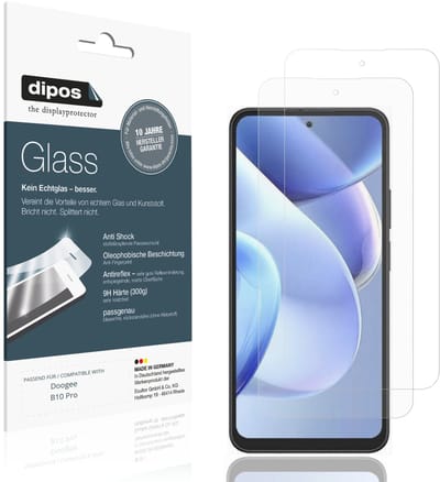dipos – 2x Matte Pantserfolie geschikt voor Doogee B10 Pro | 9H Screenprotector