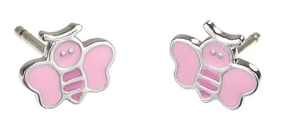 Traveller Oorbellen - Meisje - Vlinder - Roze - Zilver 925 - 7 x 5 mm - Lolo - 545224