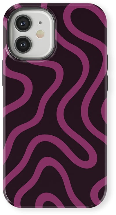 DripCase Curvy Lines Hoesje geschikt voor iPhone 12 Mini | Backcover met Mag | Design Tough Case geschikt voor iPhone 12 Mini Velvet Mood