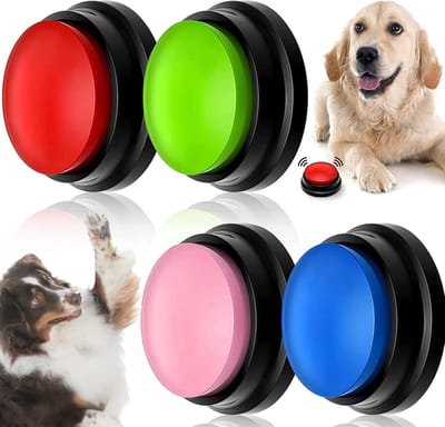 Buzzer met opnamefunctie voor honden, 4 stuks hondenbuzzer met geluidsknop, buzzers met opnameknoppen voor hondeninteractie, trainingsbel, hondenbel voor spreken