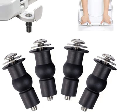 4x Bevestigingsset voor WC-Bril - Toiletbril Schroeven en Scharnieren - Universele Rubberen Bevestiging