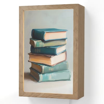 Wandlamp 20x30 cm - Oplaadbaar - Stapel - Boeken - Groen - Daglicht - Wandlampen binnen woonkamer - Slaapkamer lamp met kabel - Decoratieve nachtlamp - Vloerlamp snoer