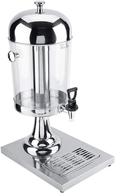 Professionele 8L Rvs Drankdispenser met Drupbakken voor Sap, Warmte- en Koelfunctie, Ideaal voor Feesten en Evenementen