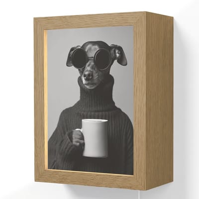 Wandlamp 15x20 cm - Oplaadbaar - Coltrui - Hond - Bril - Mok - Wandlampen binnen woonkamer - Slaapkamer lamp met kabel - Decoratieve nachtlamp - Vloerlamp snoer
