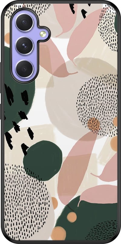 Leuke Telefoonhoesjes - Hoesje geschikt voor Samsung Galaxy A54 - Abstract print - Soft case - TPU - Print / Illustratie - Beige