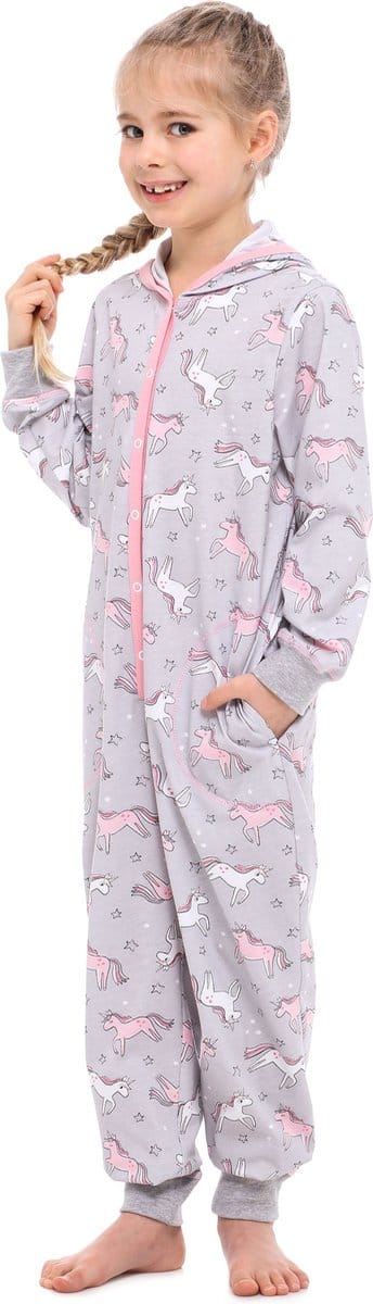 Merry Style Kinder Pyjama - ronde hals - lange mouwen - lange broek met zakken - Katoen - MS-MS10-223-PJ - Melange Einhorn - 122-128