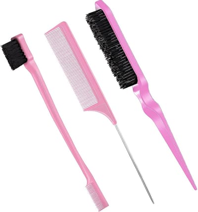 Set van 3 Baby Haarborstels en Kammetjes voor Professionele Kappers en Thuisgebruik (Roze) - Geschikt voor Kinderen en Volwassenen