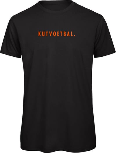 T-shirt zwart S - oranje - Kutvoetbal. - soBAD.