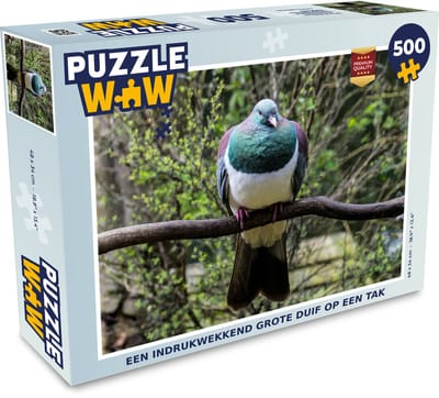 Puzzel Een indrukwekkend grote duif op een tak - Legpuzzel - Puzzel 500 stukjes