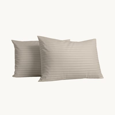 Y-NOT Kussenslopen Set - Hotel Stripe Satin Taupe/Grey - 60x70 cm - 2-pack - Zachte Kussenhoezen voor Comfortabele Nachtrust