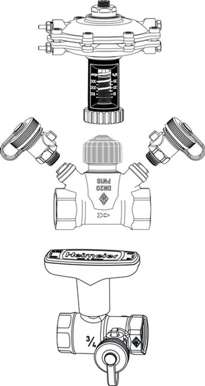 IMI Hydronic Engineering TA Differentiedrukregelaar TA-Multi Set 3 DN 20, met Globo H, ontluchting, roodbrons, 5850-03.801