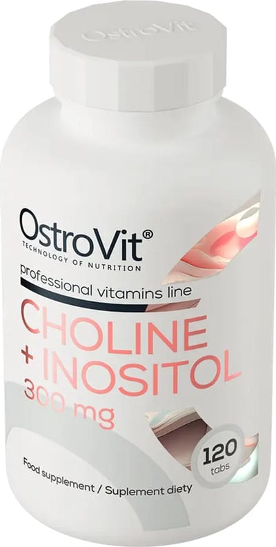 OstroVit Choline + Inositol 300 mg 120 Tabletten – Normale Leverfunctie* & Vetmetabolisme* – 300mg Choline + 300mg Inositol – 60 Porties