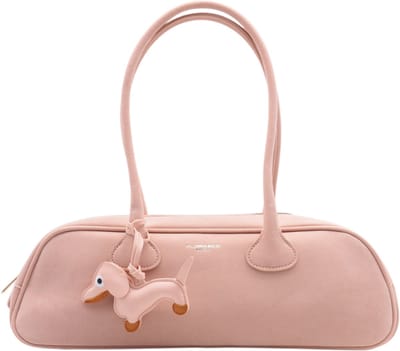 Flora & Co - teckel tas - dames handtas - fashion - suède look - teckel charm - roze