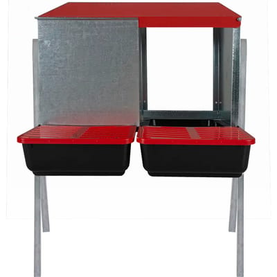 Hoge legbak gegalvaniseerd met voetjes Rood 57,5x46x76cm
