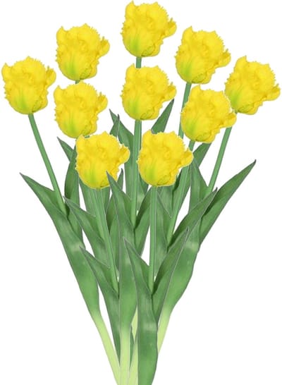 Countryfield Kunstbloemen boekt tulp Parkiet - 10x - geel - real touch - levensecht - 40 cm