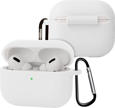 Case - Geschikt voor Apple Airpods Pro 3 - Siliconen Hoes met Clip - Silicone Hoesje Cover - Wit
