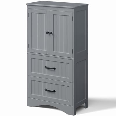 Xbro Keukenkast Vrijstaand met Verstelbare Planken – Met 2 Lades en 2 Deuren – Opbergkast – Voor Keuken, Eetkamer of Wasruimte – 60 x 30 x 110 cm – Grijs