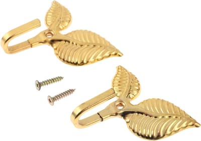 2 stuks Gordijnroedehaken - Gordijn Haak - Gordijnhouder - Haak voor Muur - Gordijnroedehouder - Gordijn Hanger - Met schroeven - Gordijnaccessoires - IJzer - Goud