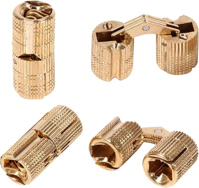 Set van 4 Verborgen Messing Scharnieren voor DIY Sieradenbox - Onzichtbare Barrel Hinge Goud (10 mm)