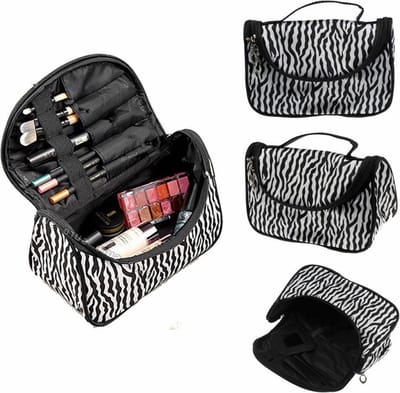 Make Up Tasje - Beautycase - Make up tasje met spiegel - Make Up Koffer - Zebra - LOUZIR