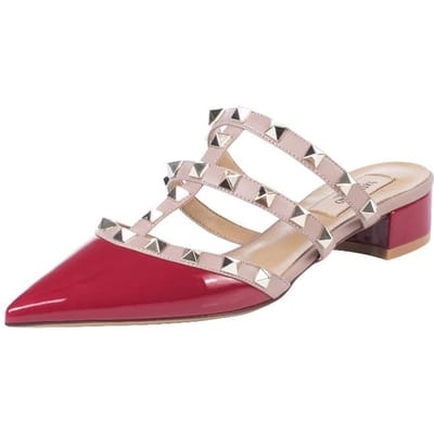 Designers Européens Et Américains Rivets Bout Pointu Chaussures à Talons Bas Femme Sangles à Rivets Color-Block Talon Épais Talon Moyen 39 beige