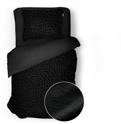 Eleganzzz Dekbedovertrek Micro Mink Leopard - Black - Dekbedovertrek 140x200/220cm - Velvet Dekbedovertrek - 100% Velvet - Eenpersoons dekbedovertrekken - Dierenprint Dekbedovertrek - Effen Dekbedovertrek