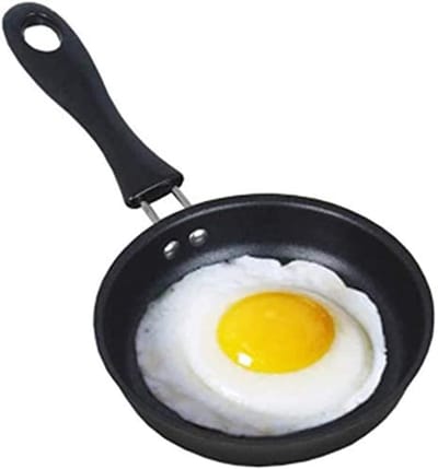 Eierpan – Pan voor één ei – 12 cm – Geschikt voor inductie – Mini-koekenpan met antiaanbaklaag – Met hittebestendig handvat – Geschikt voor gas- en inductiefornuizen – Draagbaar kookgerei – Zwart