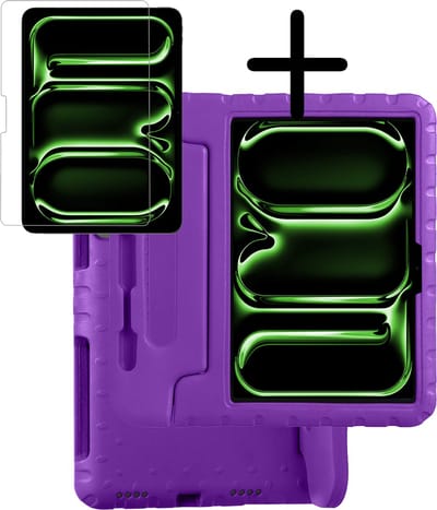 Hoesje Geschikt voor Apple iPad Pro (2024/2025) - 11 inch - Met Screenprotector - Kinderhoes Shockproof Bumper - Kidsproof Case - Tablet Hoes - Kinder Hoes Cover - Paars