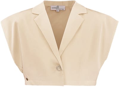 Geraffineerde Mouwloze Top in Elegante Jasstijl - Beige - Maat L