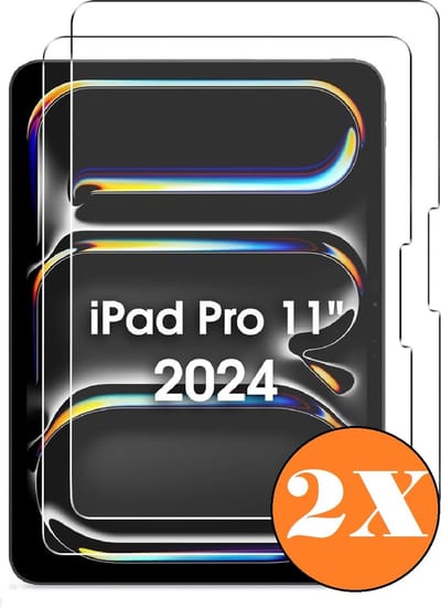 Screenprotector Geschikt voor iPad Pro 11 Inch 2024 (M4) / iPad Pro M4 ScreenProtector Tempered Glass - 2 PACK