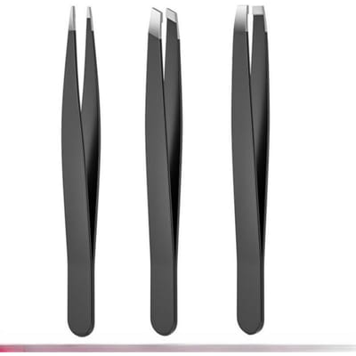 3 STUKS Roestvrij Staal Wenkbrauw pincetten, Platte Schuine Wenkbrauw pincetten, Wenkbrauw Trimmers, Kleine Pincetten, Baardpincetten, Witte Haren Uittrek pincetten 3pcs zwart